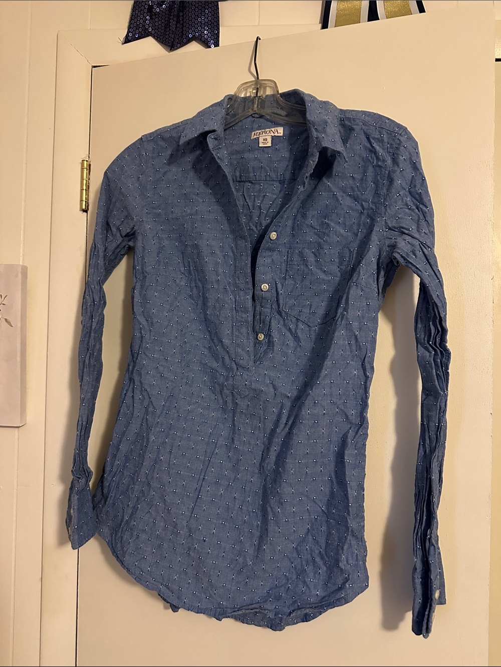 Merona Blue Button-Front Long Sleeve Shirt